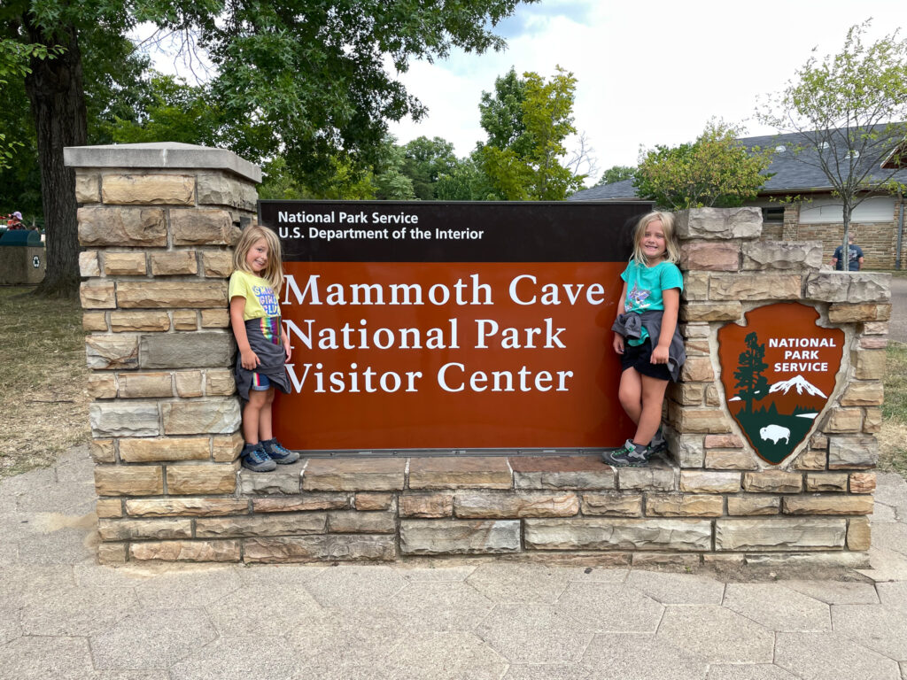 Mammoth Cave National Park with Kids at sign
