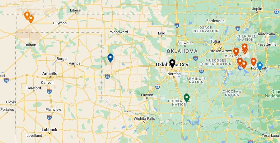 National Parks in Oklahoma Map