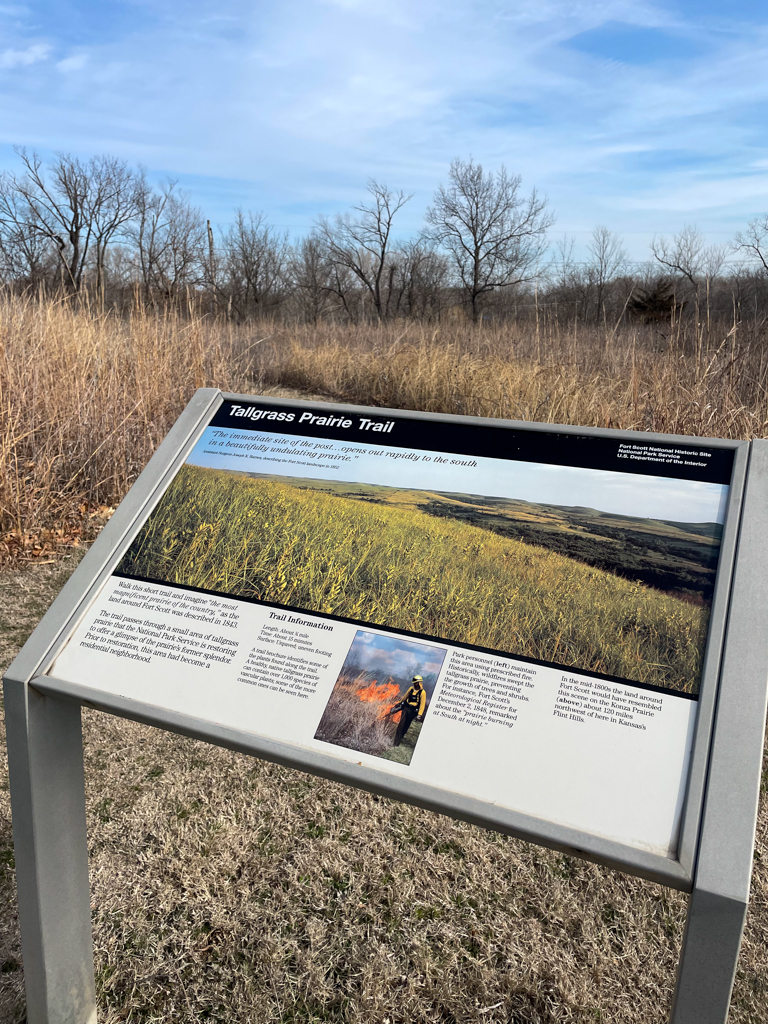 Tallgrass Prairie Loop Trail sign at the Fort Scott National Historic Site