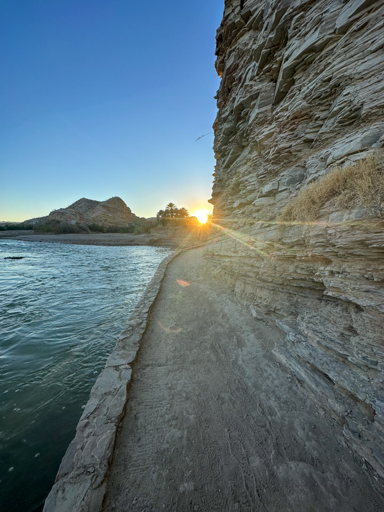 Hot Springs Rio Grande Big Bend with Sun Setting