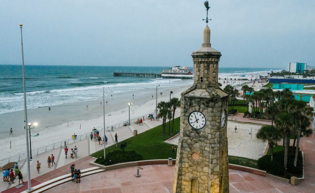 Daytona Beach Clock Tower with Beach in Background