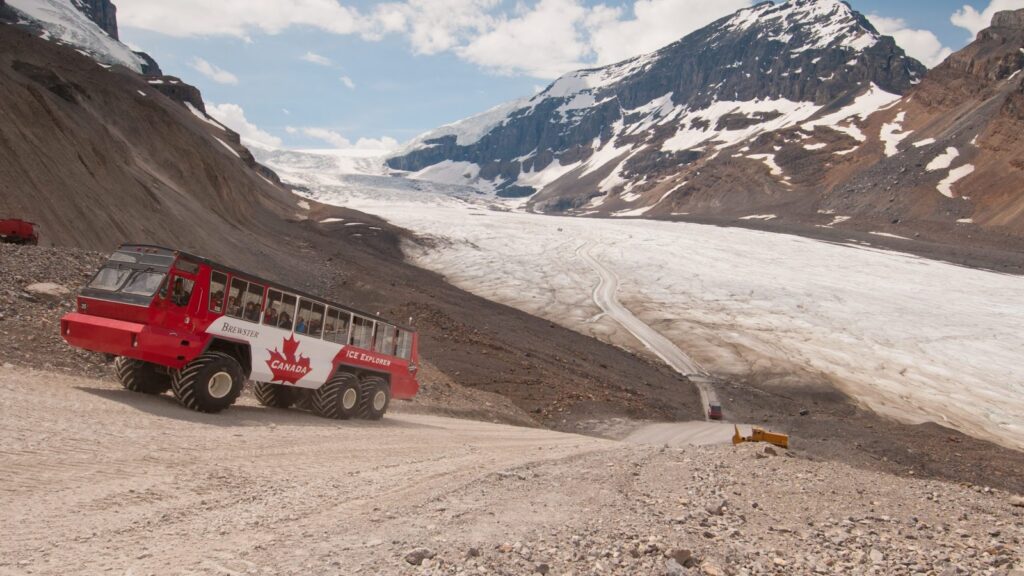 Ice Explorer returning from a trip on the huge Columbia Icefield