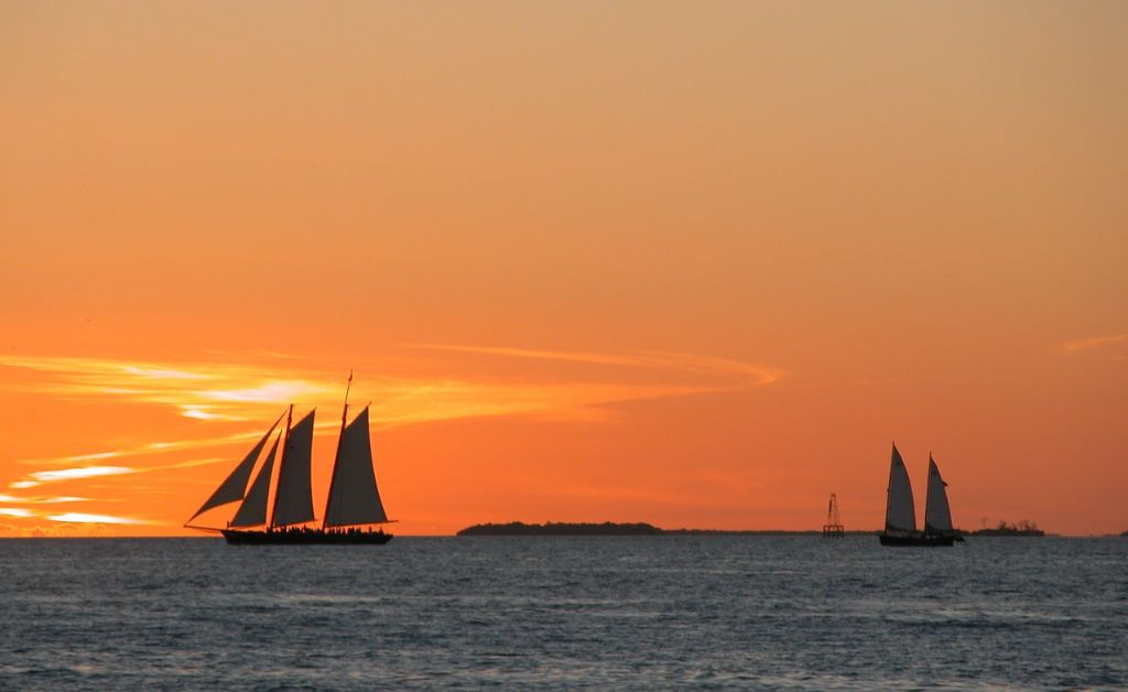 Sailboats Sailing at Sunset near Key West Florida