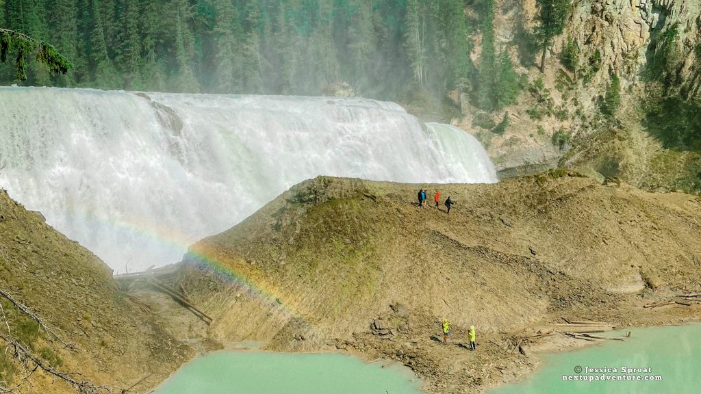 The stunning Wapta Falls, a flat easy trail that allows you to get up close to these waterfalls!