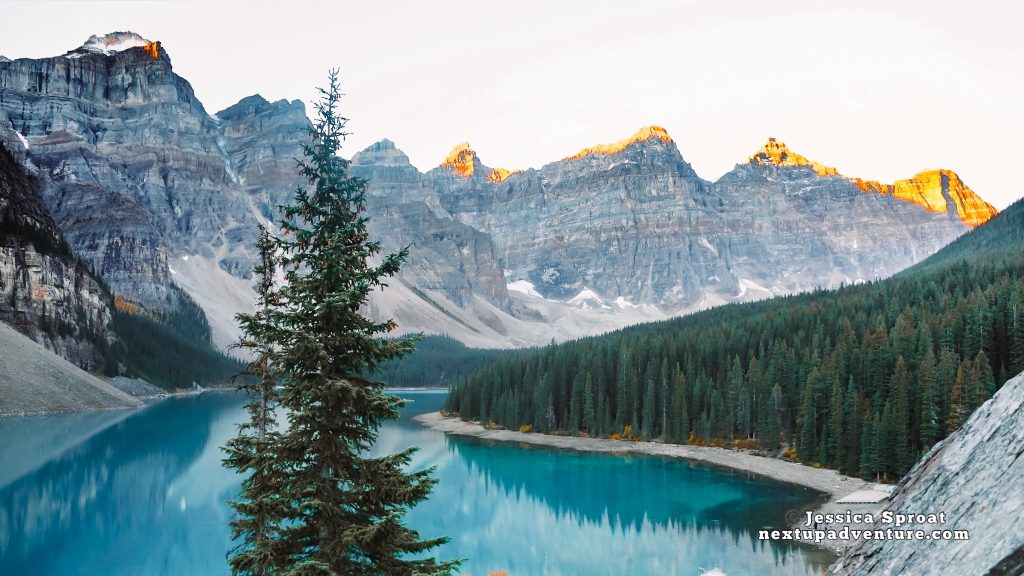 The world’s most beautiful lake, Moraine Lake Alberta in Banff National Park, one of the National Parks in Western Canada