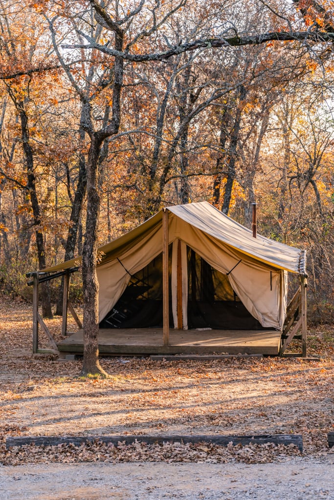 Osage Hills State Park Wall Tent with Trees in the Background