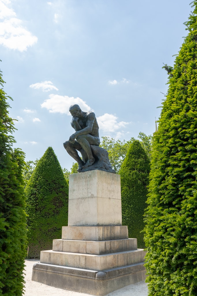 Rodin Museum Paris Thinker Statue Surrounded by Shrubbery
