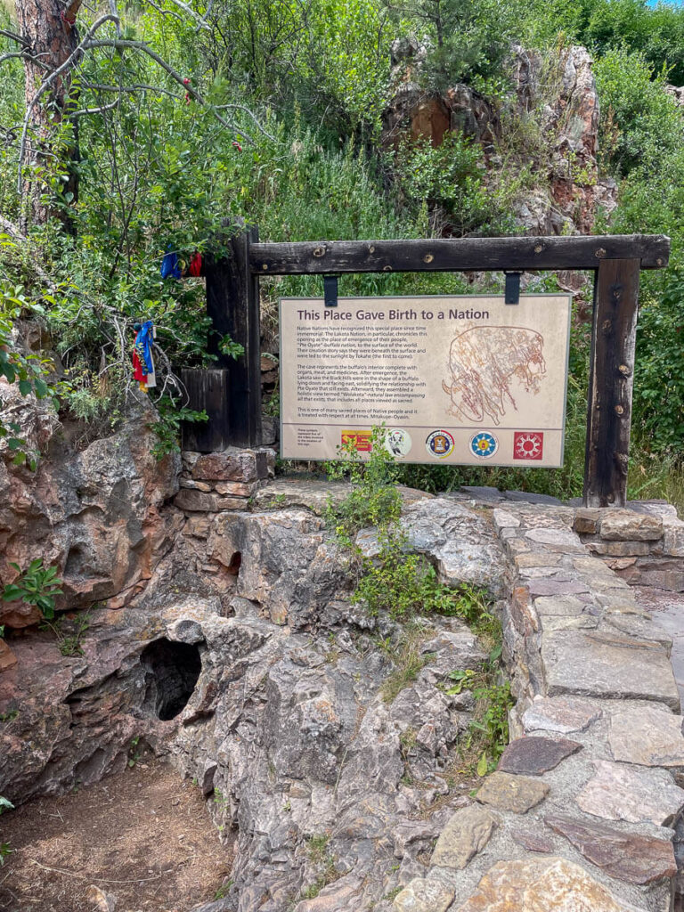 Natural Entrance at Wind Cave National Park where the cold air flows out of the rocks